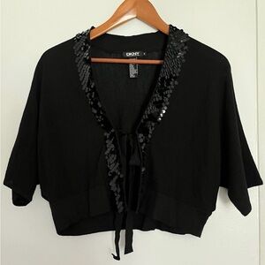 DKNY Black Sequin Trim Women's Shrug